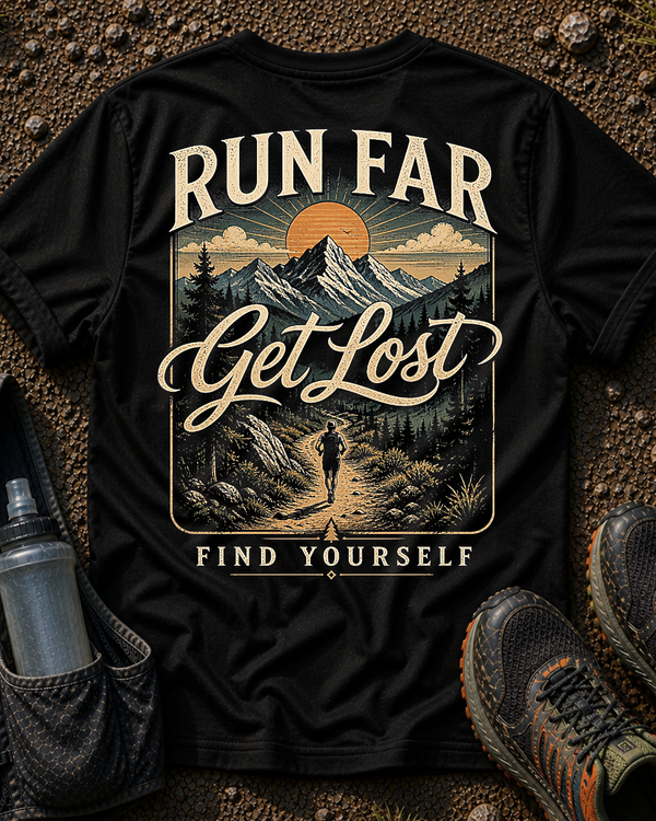 Run Far, Get Lost, Find Yourself Unisex Tee – Mountain Edition