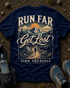 Run Far, Get Lost, Find Yourself Unisex Tee – Mountain Edition