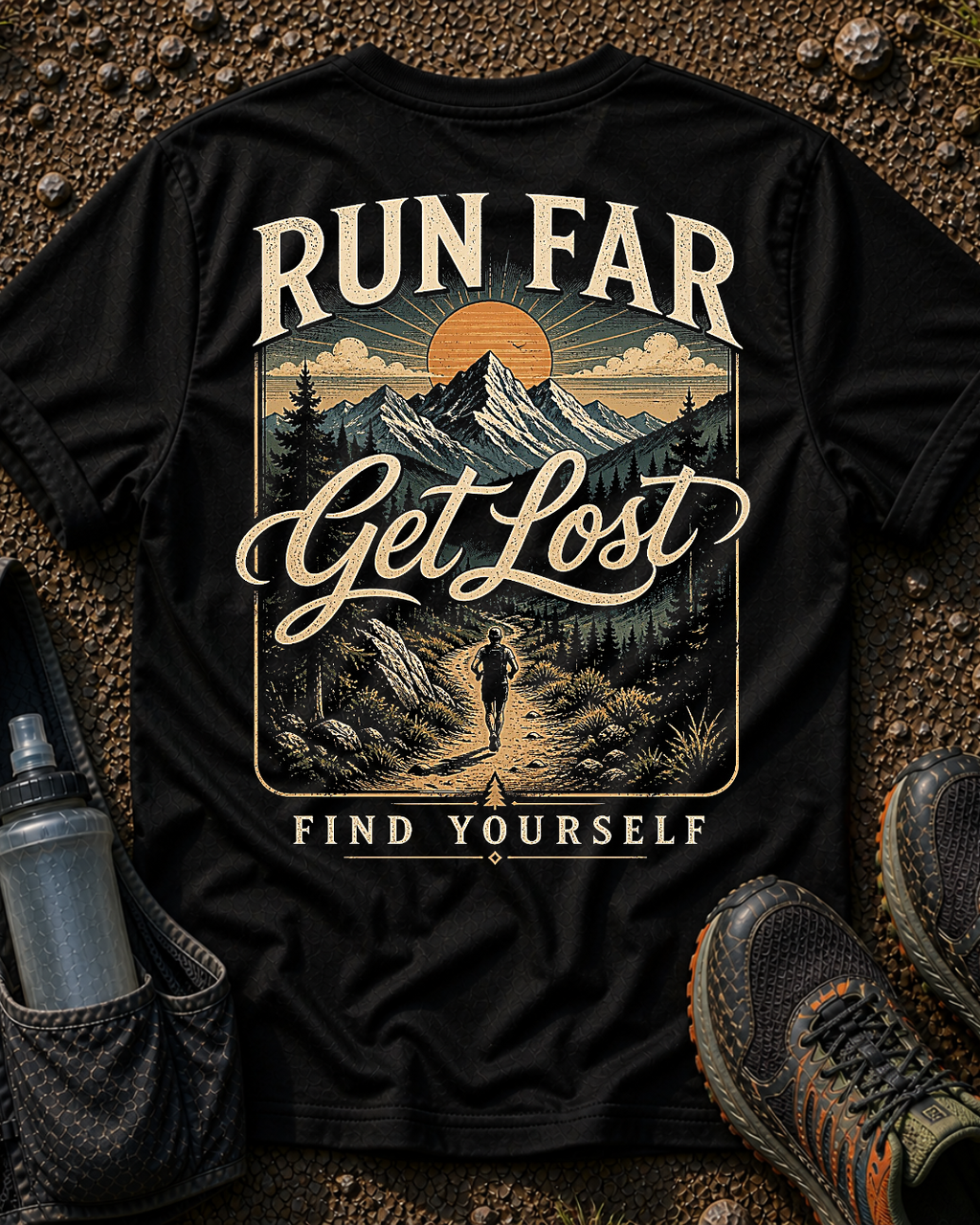 Run Far, Get Lost, Find Yourself Unisex Tee – Mountain Edition