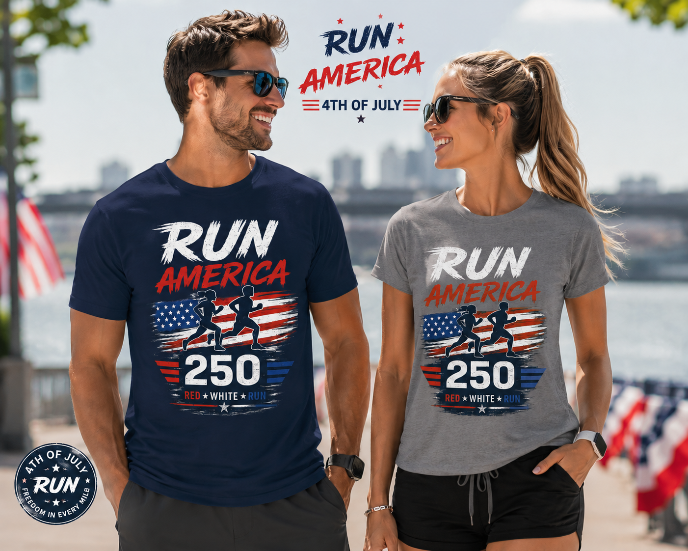 Run America 250 | Red White & Run Patriotic T-Shirt