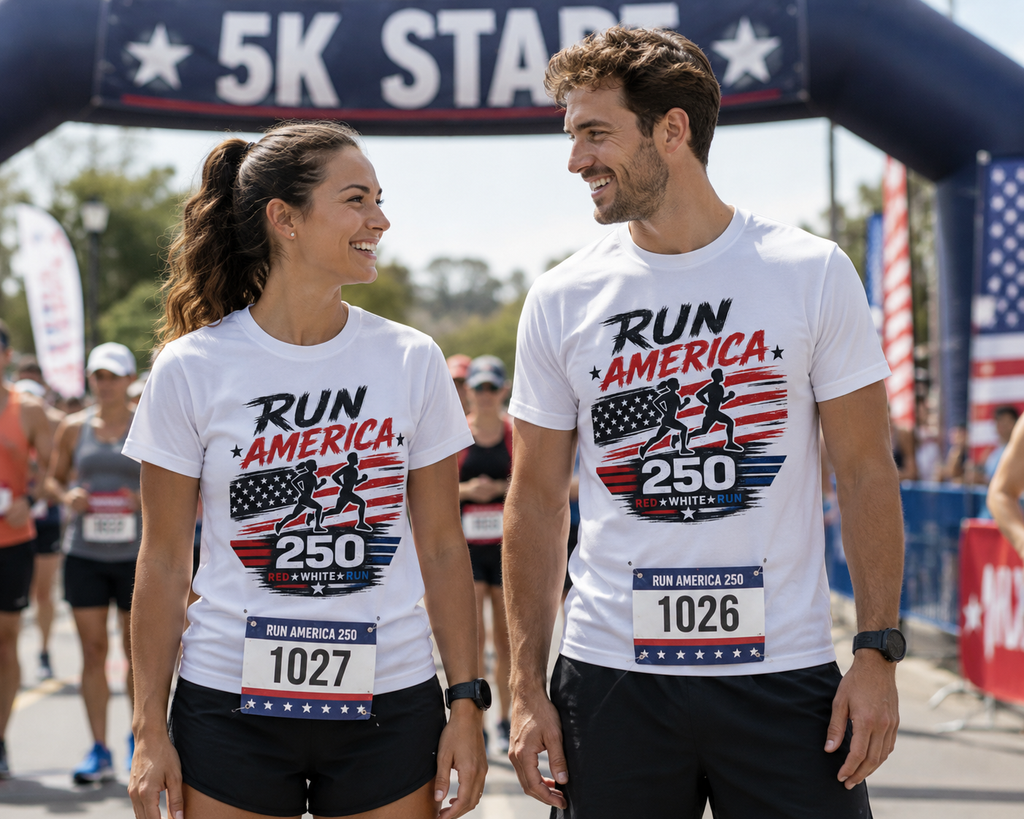 Run America 25 - Patriotic Running T-Shirt | Red White & Run Race Day Tee