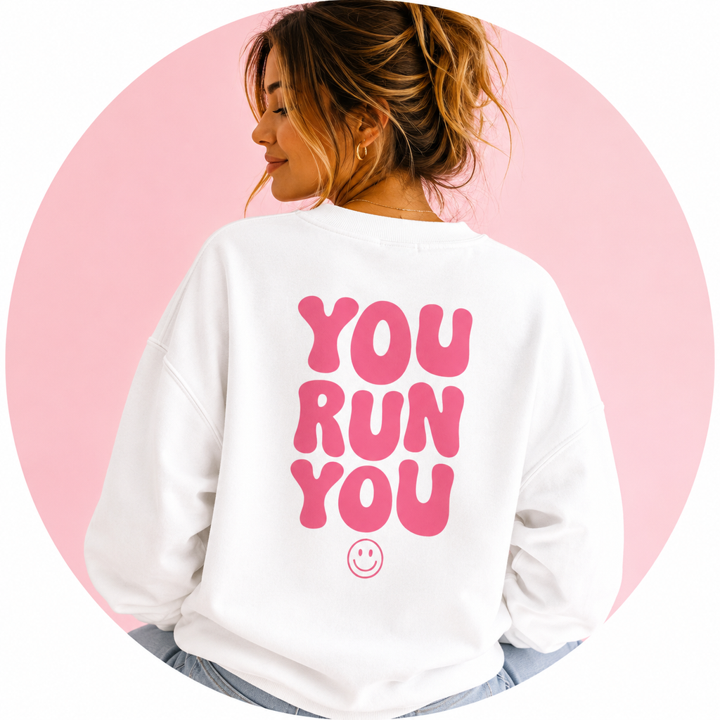 YOURUNYOU - Trendy Pink Graphic Sweatshirt - Oversized Crewneck Sweatshirt