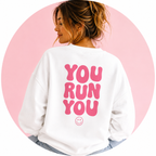 YOURUNYOU - Trendy Pink Graphic Sweatshirt - Oversized Crewneck Sweatshirt