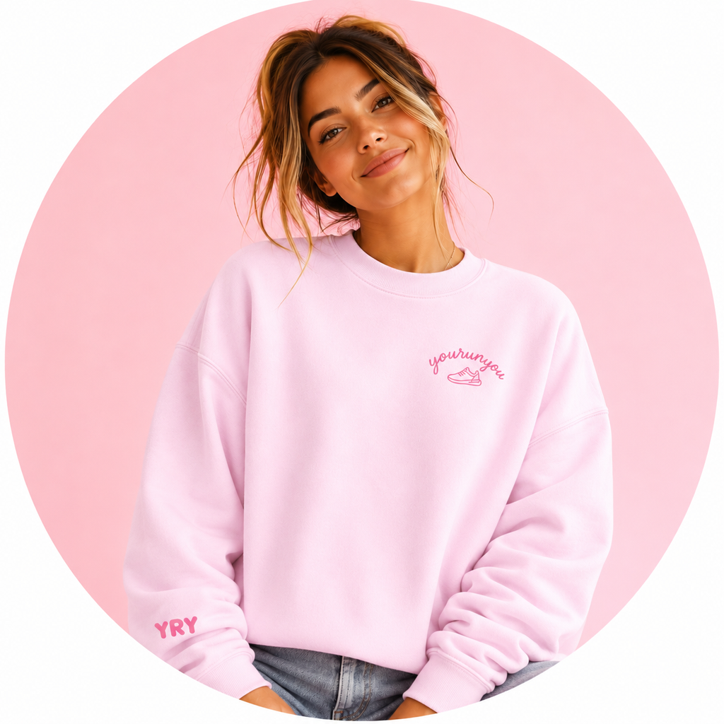 YOURUNYOU - Trendy Pink Graphic Sweatshirt - Oversized Crewneck Sweatshirt