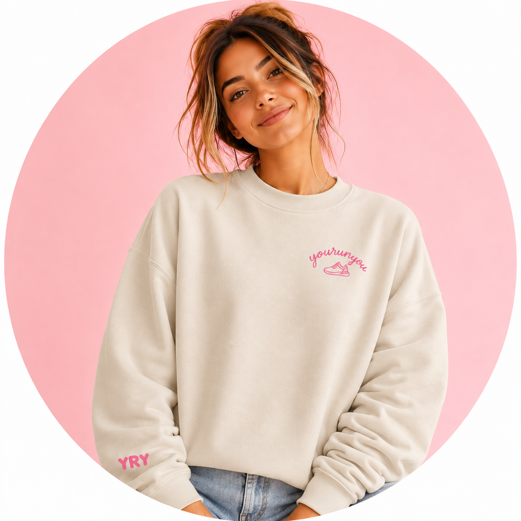 YOURUNYOU - Trendy Pink Graphic Sweatshirt - Oversized Crewneck Sweatshirt
