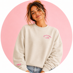 YOURUNYOU - Trendy Pink Graphic Sweatshirt - Oversized Crewneck Sweatshirt