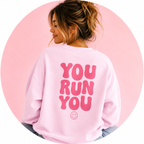 YOURUNYOU - Trendy Pink Graphic Sweatshirt - Oversized Crewneck Sweatshirt