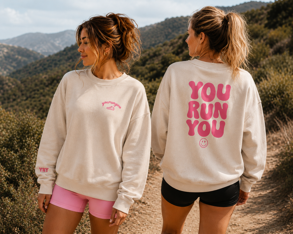 YOURUNYOU - Trendy Pink Graphic Sweatshirt - Oversized Crewneck Sweatshirt