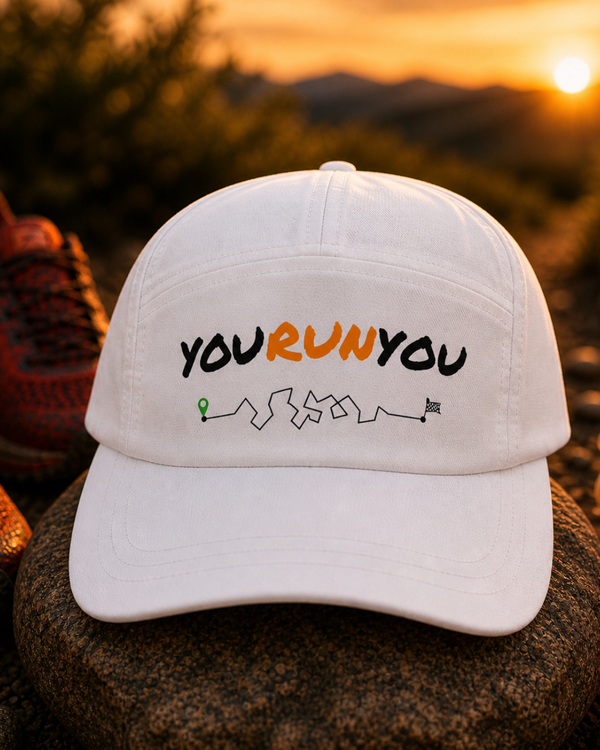 YOURUNYOU White “Point to Point” Otto 5-Panel Run Hat